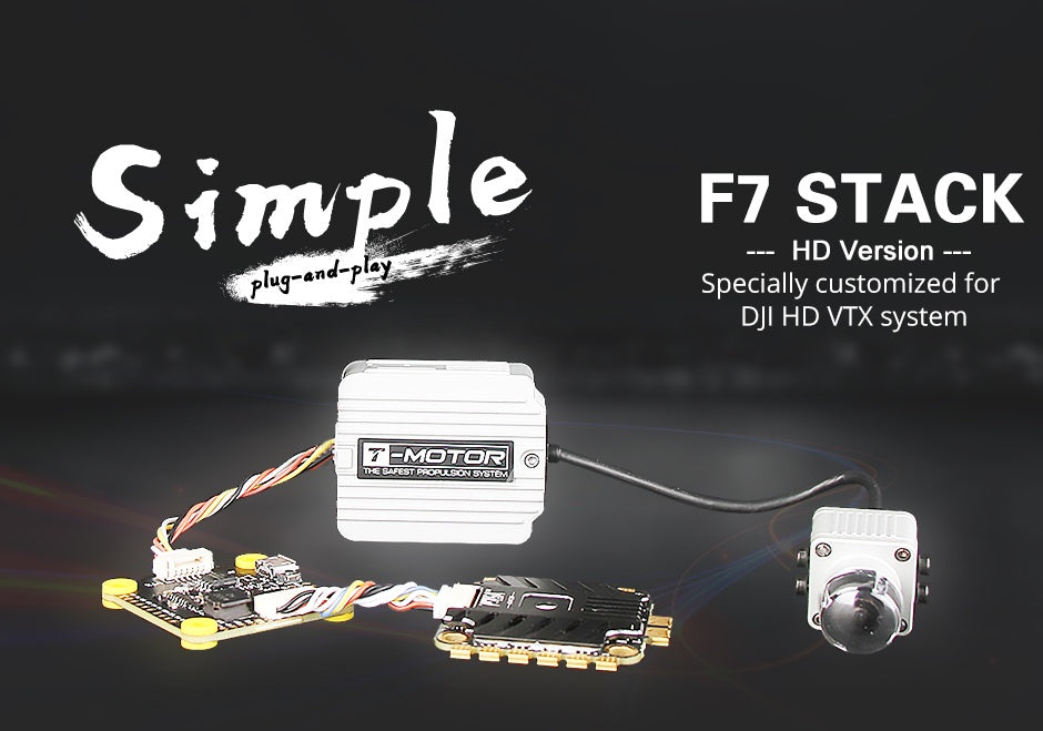 T-Motor F7 HD Stack - F7 BMI270 FC, F55A PRO II 3-6S 4-in-1 AM32 ESC C