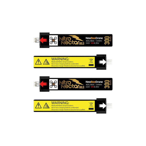 NewBeeDrone Nitro Nectar Gold 300mAh 1S 3.8V 80C HV LiPo Battery PH2.0