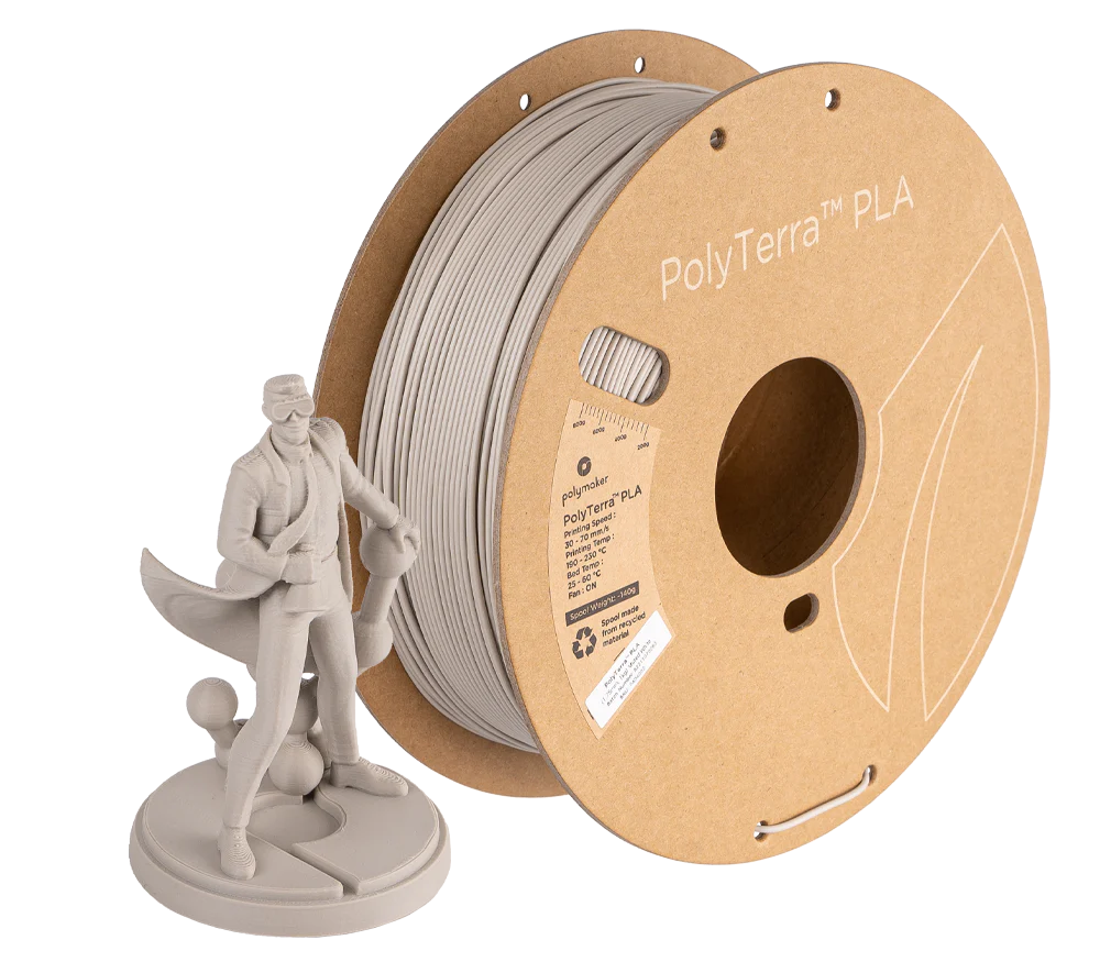 POLYMAKER PolyTerra PLA Matte 3D Printer Filament 1.75mm 1KG (Muted Wh