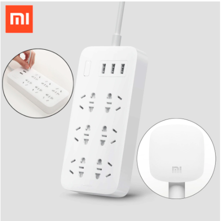 Original Xiaomi Mi Power Socket Strip With 3 USB 5V 2.1A Fast Charging Extension 6 Sockets With Safety Door-FpvFaster